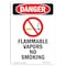 Signmission OSHA Danger Sign, Flammable Vapors No Smoking, 24in X 18in Rigid Plastic, 18" W, 24" L, Portrait OS-DS-P-1824-V-1258 - alternate 1